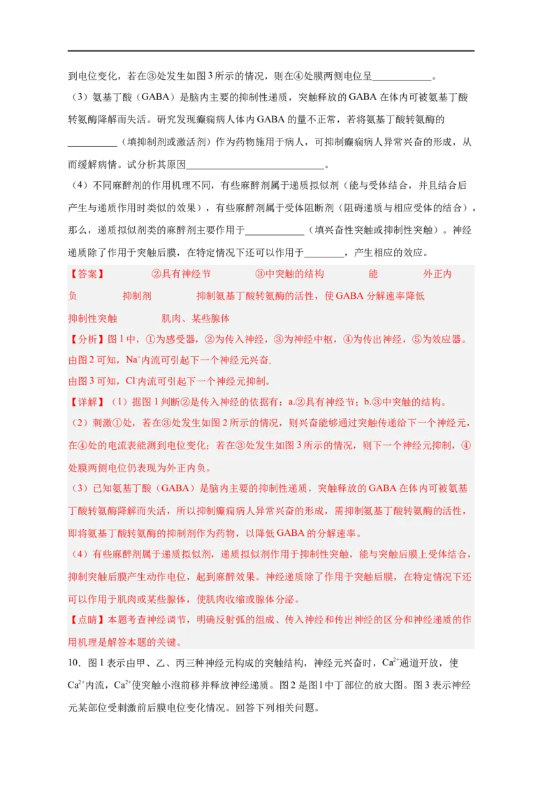 易错点20神经调节-备战2023年高考生物考试易错题（新教材新高考）（解析版）_新高考复习资料_2023年新高考复习资料_专项复习_备战2023年高考生物考试易错题（新教材新高考）