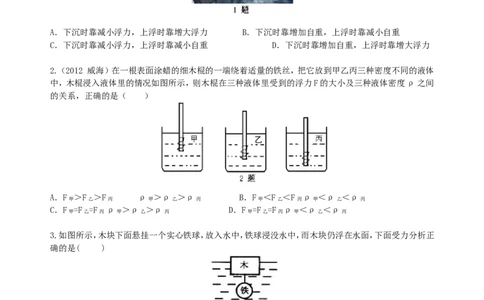 《浮力》全章复习与巩固（提高）巩固练习_初物_1初中物理_4初二物理人教版知识导学