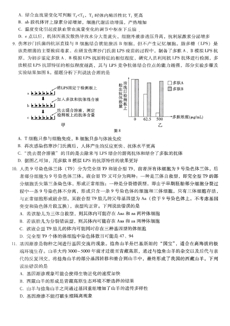 重庆市第八中学2026届高考适应性月考卷（六）生物_2024-2026高三（6-6月题库）_2026年03月高三试卷_260323重庆市第八中学2026届高考适应性月考卷（六）（全科）