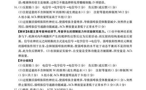 重庆好教育联盟2026届高三下学期3月开学联考（26-284C）生物答案_2024-2026高三（6-6月题库）_2026年03月高三试卷