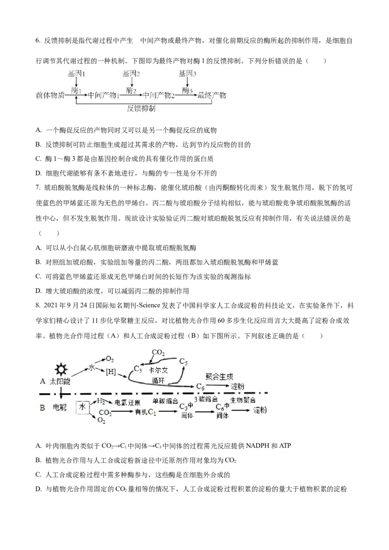 湖北省部分重点中学高三１0月联考生物试题（含答案）_生物高考模拟题_新高考_2023年