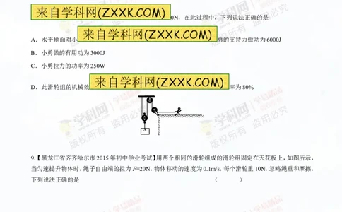 专题10.2机械效率（测试）-2016年中考物理一轮复习讲练测课课通（原卷版）_初物_1初中物理_物理：2016年中考物理一轮复习讲练测课课通全套打包116份