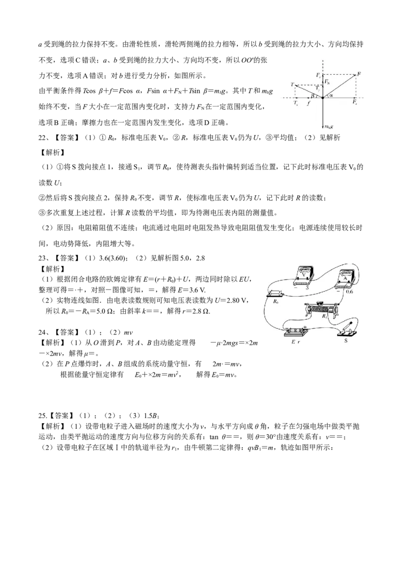 物理答案_生物高考模拟题_新高考_2023年_2023届甘肃省兰州市第六十一中学高三上学期期末考试理综