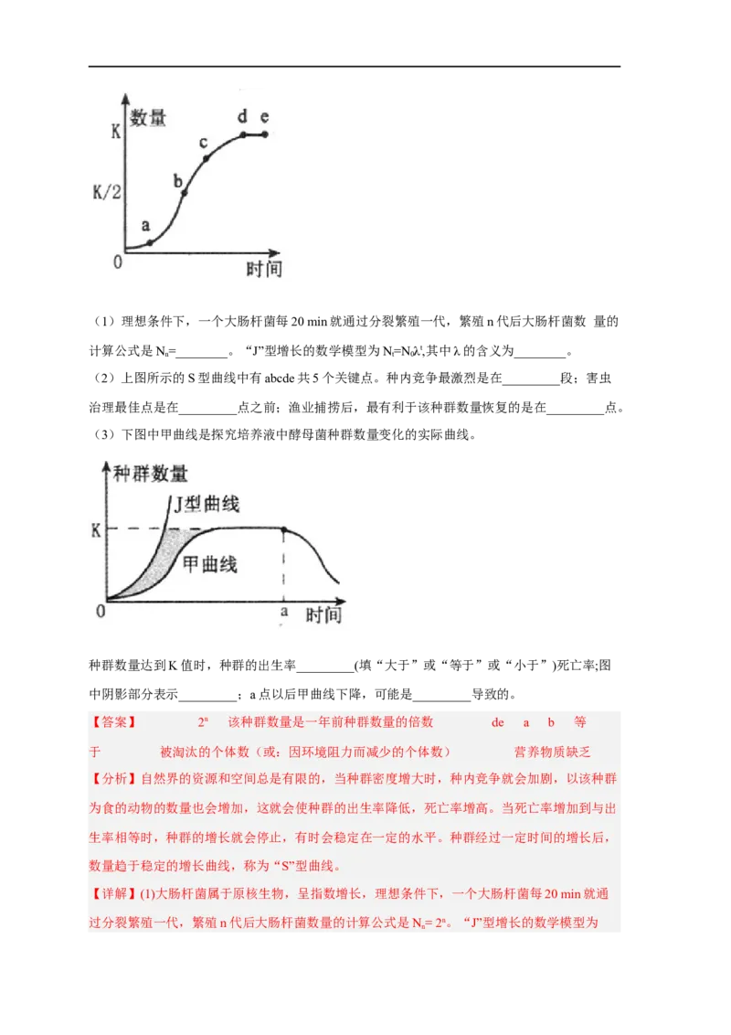 易错点24种群与群落-备战2023年高考生物考试易错题（新教材新高考）（解析版）_新高考复习资料_2023年新高考复习资料_专项复习_备战2023年高考生物考试易错题（新教材新高考）