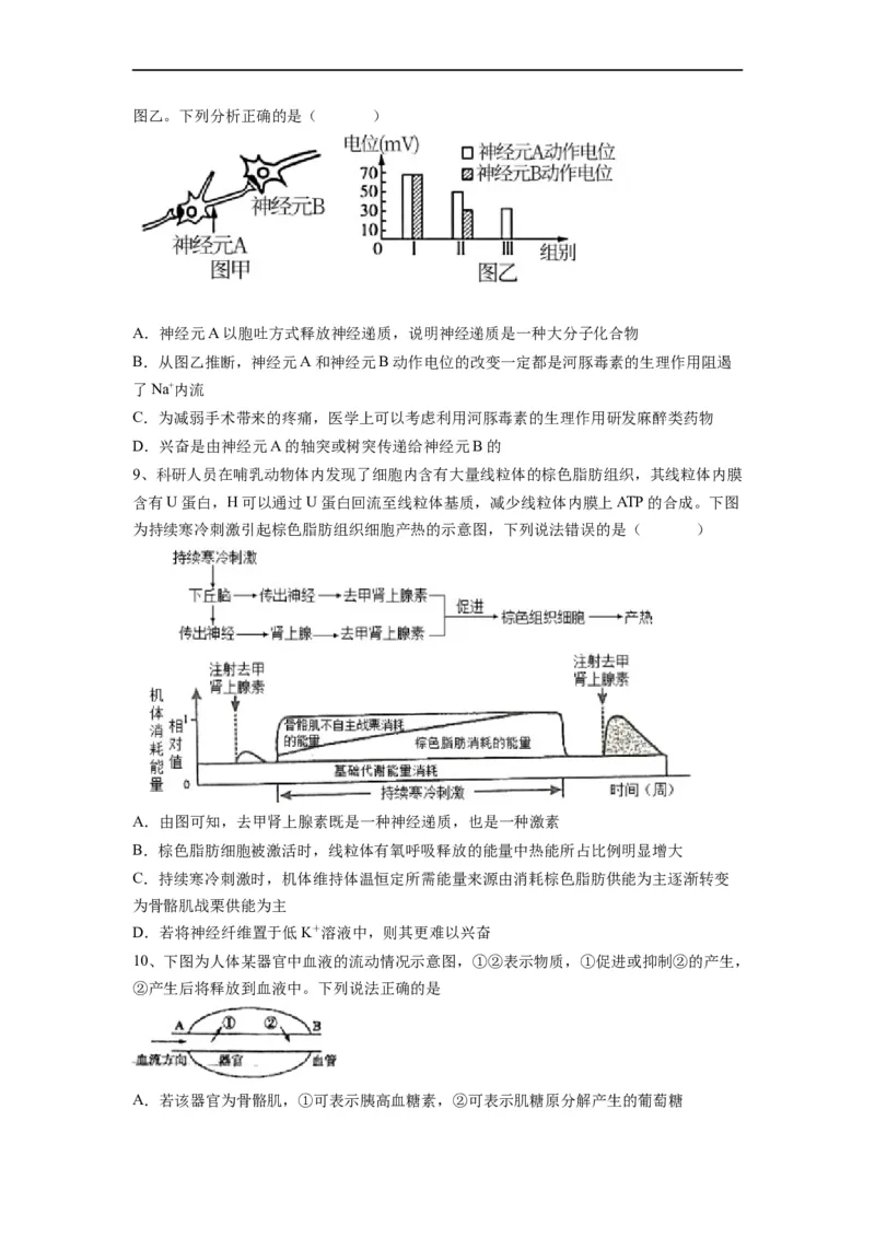 热点03内环境稳态综合分析（原卷版）_通用版（老高考）复习资料_2023年复习资料_专项复习_2023年高考生物热点&middot;重点&middot;难点专练（全国通用）