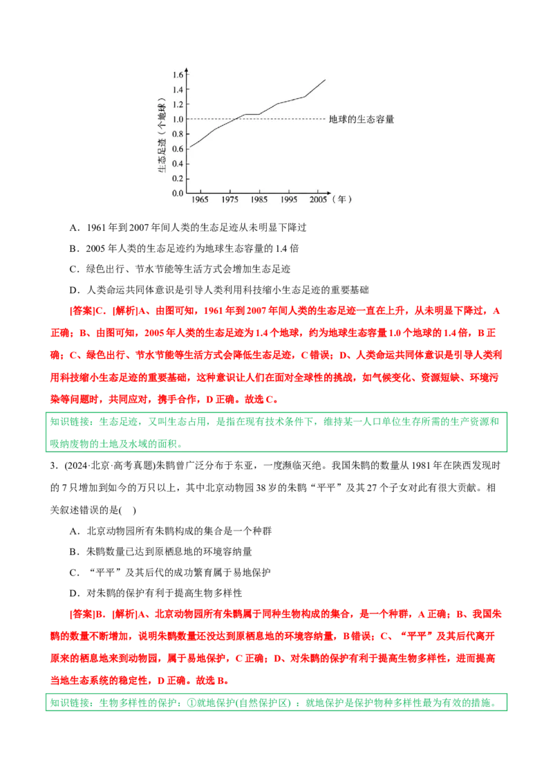 知识清单31人与环境（3大考点+3个易错点）-上好课2025年高考生物一轮复习知识清单_2025年新高考资料_一轮复习_上好课2025年高考生物一轮复习知识清单325572639