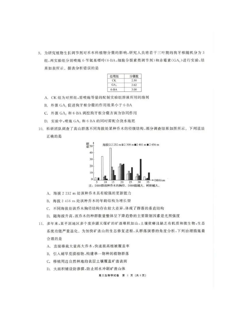 青海大通县朔山中学2025-2026学年高三下学期开学考试生物_2024-2026高三（6-6月题库）_2026年03月高三试卷_260314青海大通县朔山中学2025-2026学年高三下学期开学考试（全科）