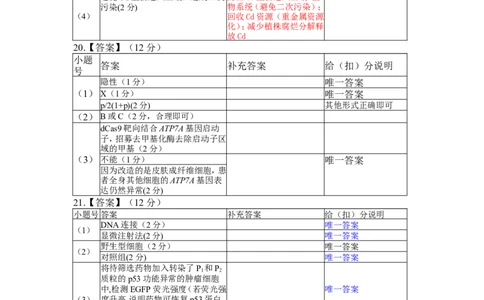 高三3月份生物评分细则（2026届高三年级3月份学情诊断）_2024-2026高三（6-6月题库）_2026年03月高三试卷_250309衡水金卷2026届高三年级3月份学情诊断（全科）