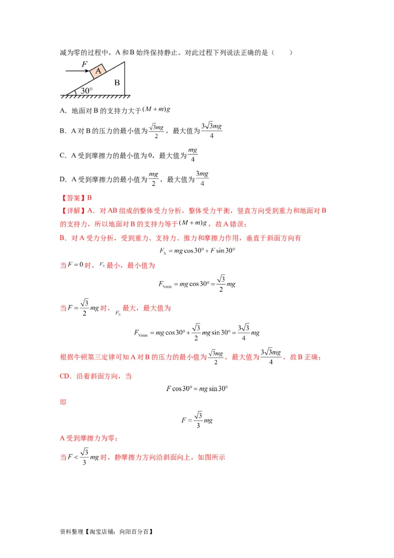 专题01力与物体的平衡（解析版）_04高考物理_新高考复习资料_2024新高考复习资料_二轮复习资料_2024年高考物理二轮热点题型归纳与变式演练（新高考通用）_答案解析版