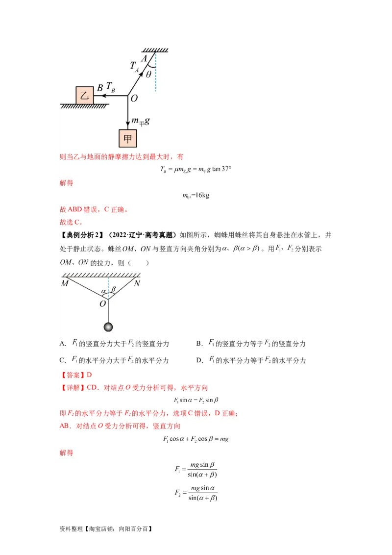 专题01力与物体的平衡（解析版）_04高考物理_新高考复习资料_2024新高考复习资料_二轮复习资料_2024年高考物理二轮热点题型归纳与变式演练（新高考通用）_答案解析版