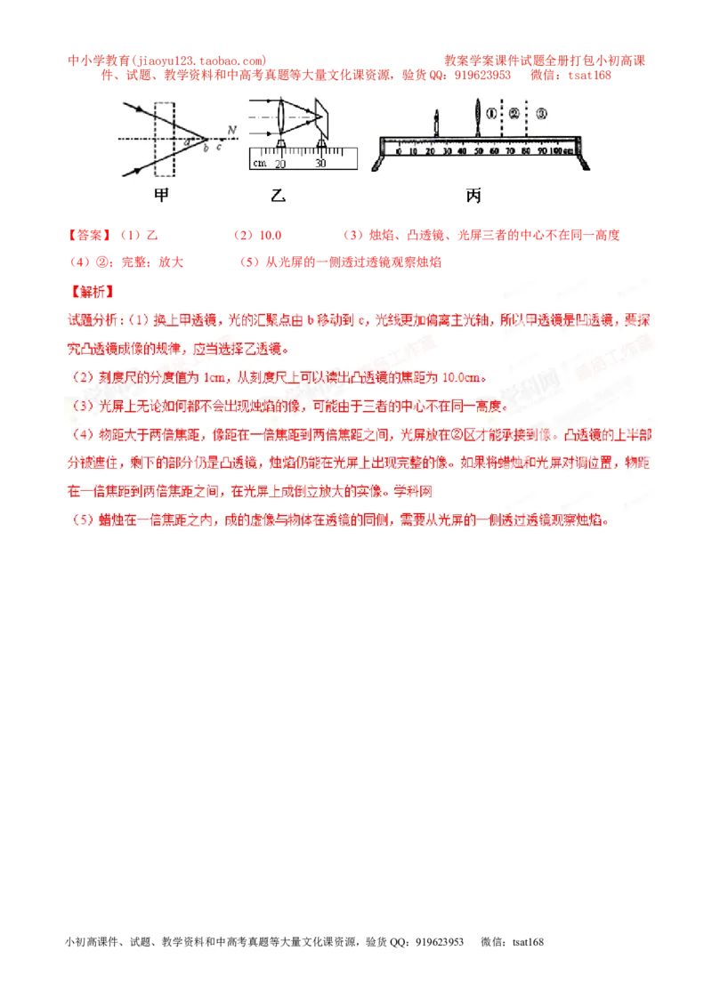 专题03透镜-2年中考1年模拟备战2016年中考物理精品系列（各省统一命题专版）（解析版）_初物_1初中物理_物理：2年中考1年模拟备战2016年中考物理精品系列全套打包30份