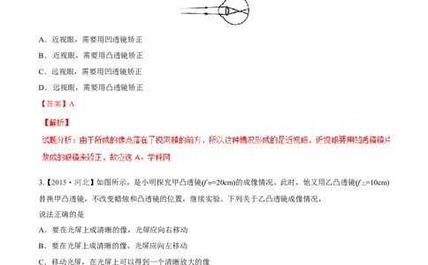 专题03透镜-2年中考1年模拟备战2016年中考物理精品系列（各省统一命题专版）（解析版）_初物_1初中物理_物理：2年中考1年模拟备战2016年中考物理精品系列全套打包30份