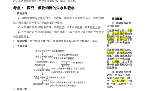 知识清单04+细胞的物质输入和输出（3大考点+6个易错点）-上好课2025年高考生物一轮复习知识清单_新高考复习资料_2025年新高考资料_2025年高考生物一轮复习知识清单