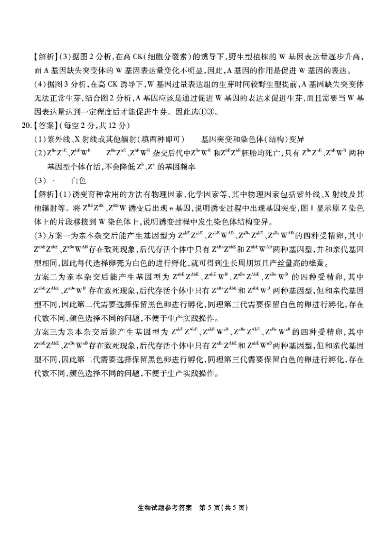 重庆市南开中学高2026届高三第六次质量检测生物答案_2024-2026高三（6-6月题库）_2026年03月高三试卷_260312重庆市南开中学高2026届高三第六次质量检测（全科）