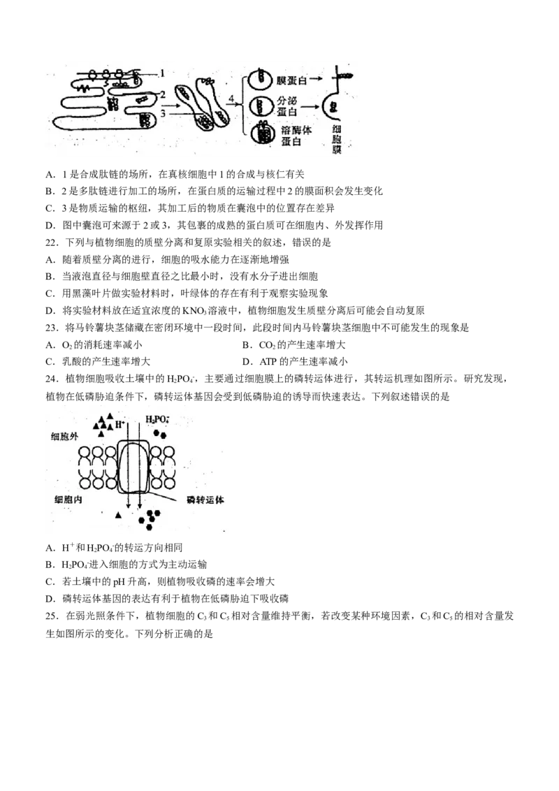 河南省豫南名校2022-2023学年高三9月月考生物试题_生物高考模拟题_老高考_2023年