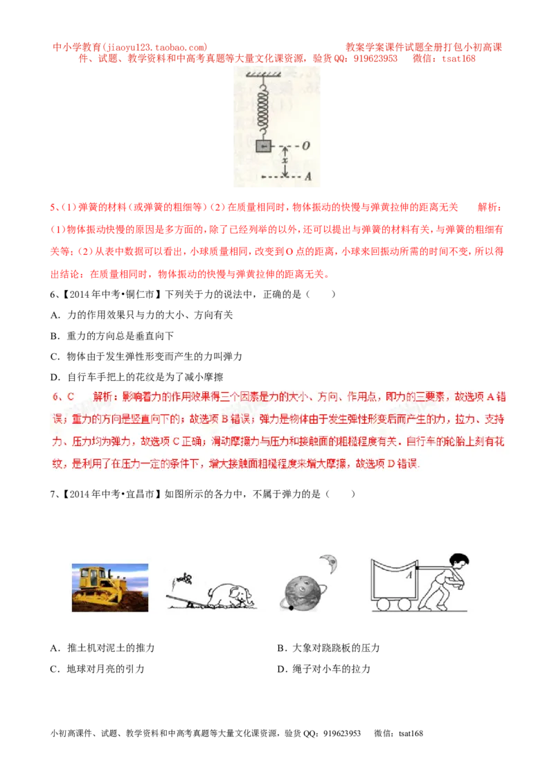 专题10弹力（第02期）-2016年中考物理考点总动员系列（解析版）_初物_1初中物理_物理：2016年中考物理考点总动员系列全套打包150份