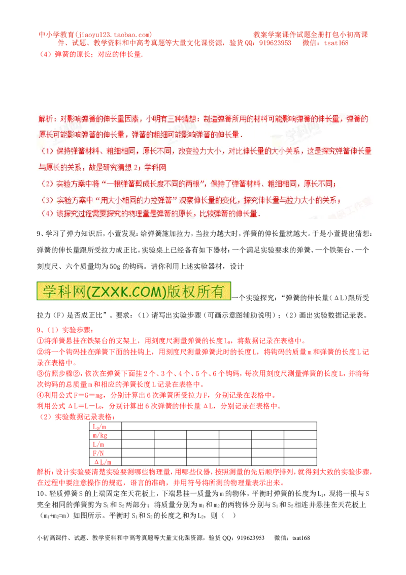 专题10弹力（第02期）-2016年中考物理考点总动员系列（解析版）_初物_1初中物理_物理：2016年中考物理考点总动员系列全套打包150份