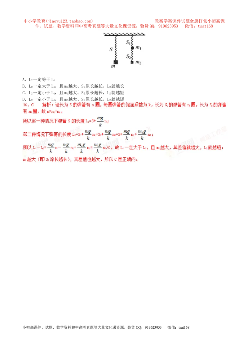 专题10弹力（第02期）-2016年中考物理考点总动员系列（解析版）_初物_1初中物理_物理：2016年中考物理考点总动员系列全套打包150份