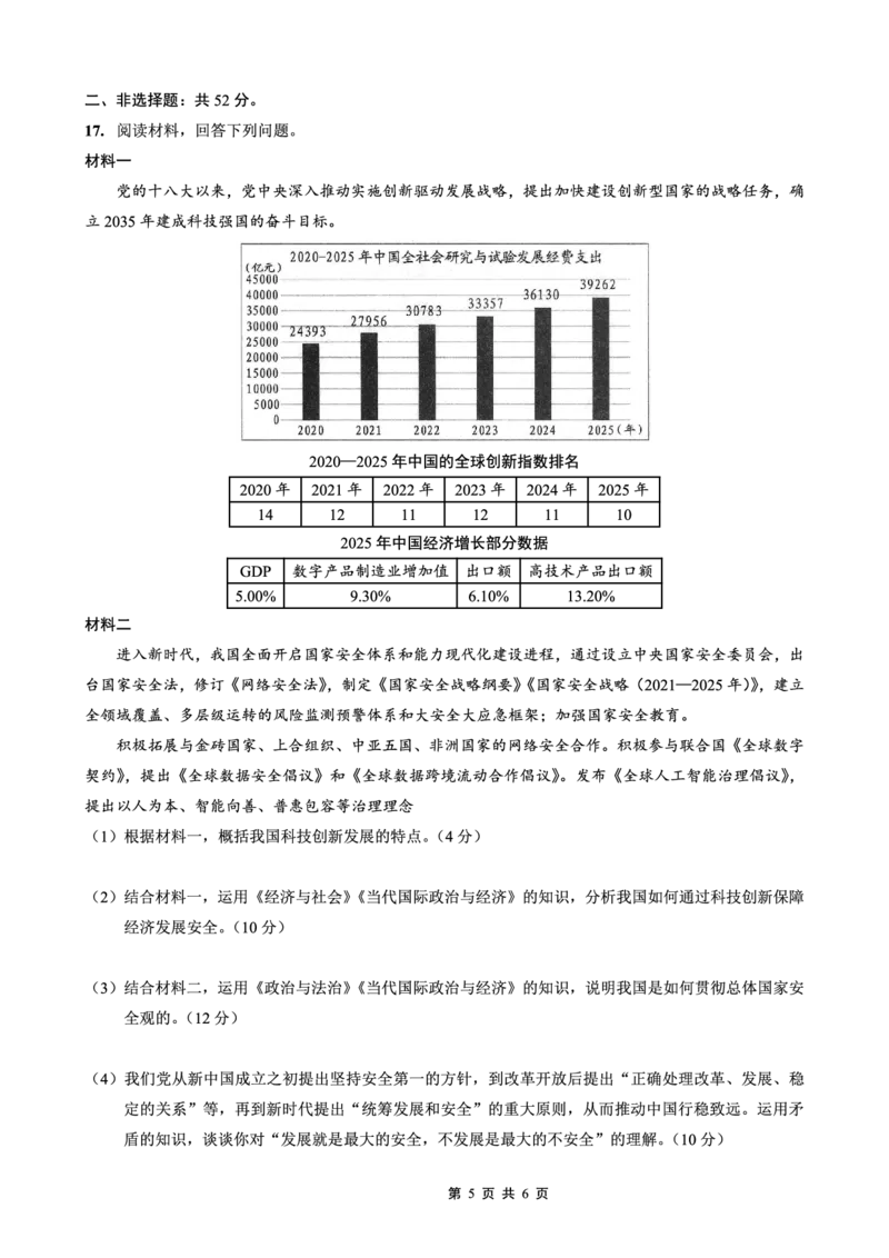 重庆八中高2026届4月强化训练（二）政治_2024-2026高三（6-6月题库）_2026年04月高三试卷_260424重庆八中高2026届4月强化训练（二）（全科）