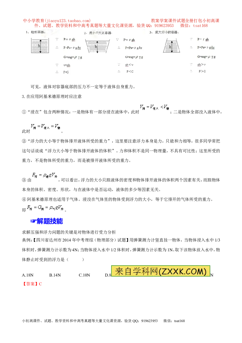 专题07压强和浮力-2年中考1年模拟备战2017年中考物理精品系列（各省统一命题专版）（解析版）_初物_1初中物理_物理：2017年中考物理2年中考1年模拟精品系列全套打包30份