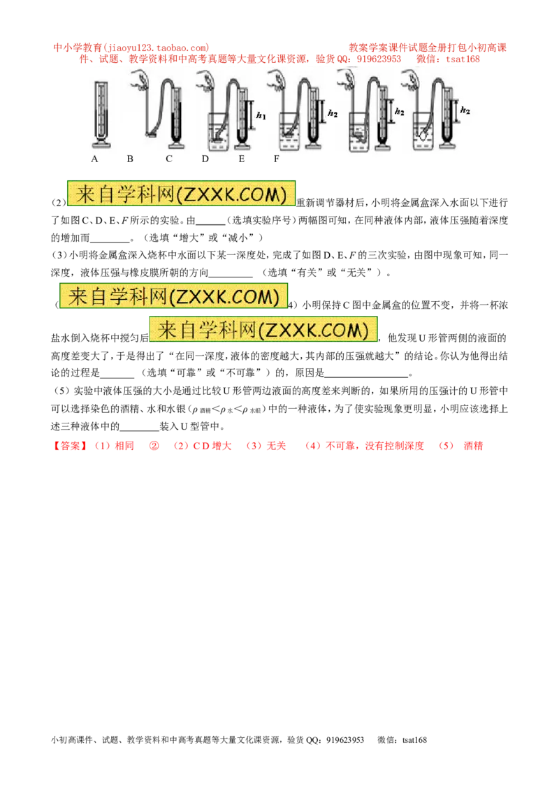 专题07压强和浮力-2年中考1年模拟备战2017年中考物理精品系列（各省统一命题专版）（解析版）_初物_1初中物理_物理：2017年中考物理2年中考1年模拟精品系列全套打包30份