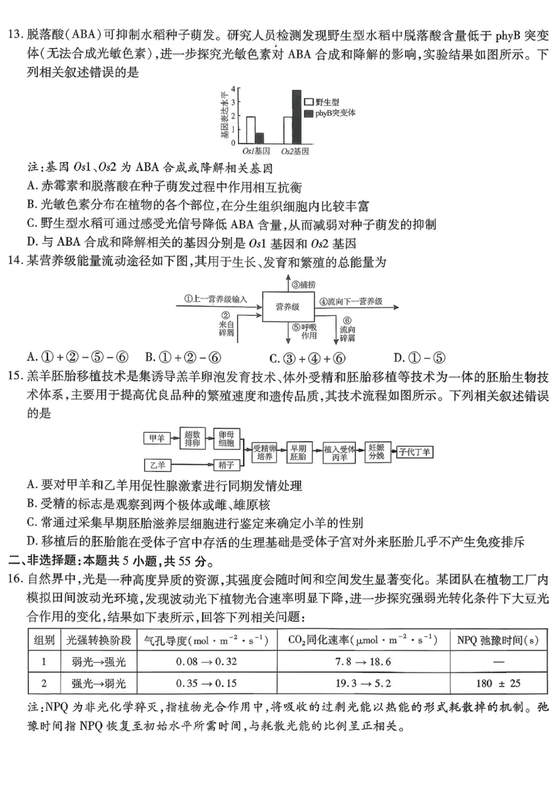 重庆市南开中学高2026届高三第七次质量检测生物_2024-2026高三（6-6月题库）_2026年04月高三试卷_260402重庆南开中学高2026届高三下学期3月第七次质量检测（月考七）（全科）