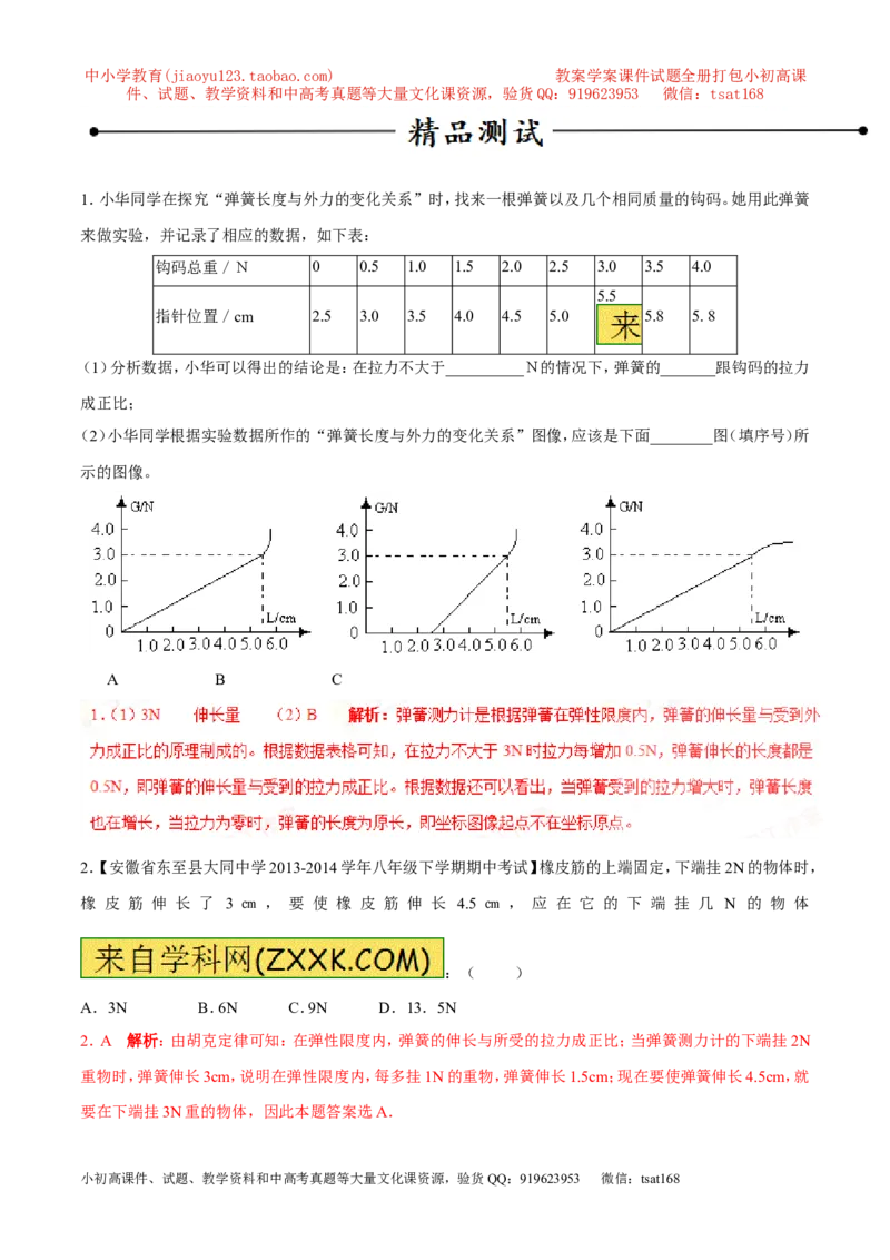 专题10弹力（第02期）-2017年中考物理考点总动员（解析版）_初物_1初中物理_物理：2017年中考物理考点总动员系列（全套打包60份）