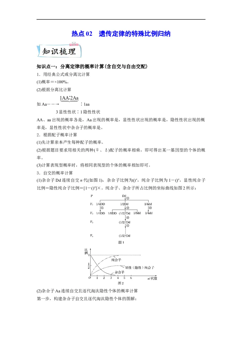 热点02遗传定律的特殊比例归纳（原卷版）_通用版（老高考）复习资料_2023年复习资料_专项复习_2023年高考生物热点&middot;重点&middot;难点专练（全国通用）