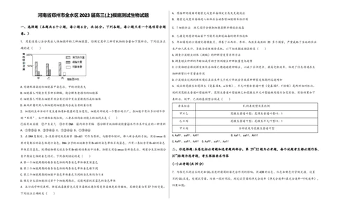 河南省郑州市金水区2023届高三(上)摸底测试生物试题_生物高考模拟题_老高考_2023年_河南省郑州市金水区2023届高三(上)摸底测试理综生物试题（word版有答案）