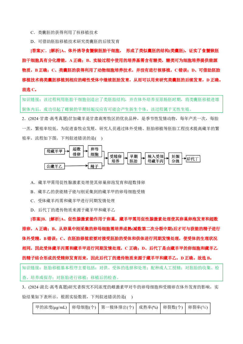 知识清单36胚胎工程（2大考点+7个易错点）-上好课2025年高考生物一轮复习知识清单_2025年新高考资料_一轮复习_上好课2025年高考生物一轮复习知识清单325572639