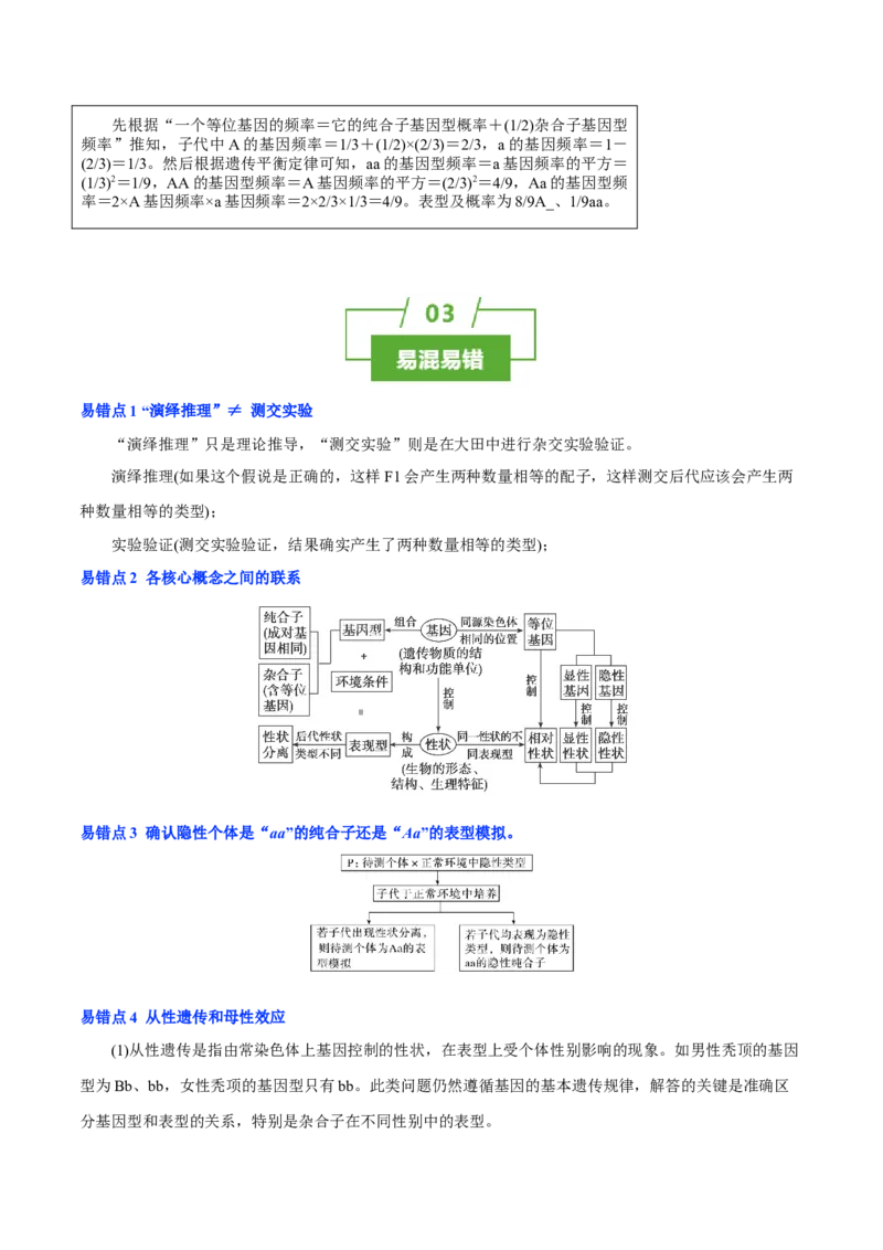 知识清单11基因分离定律（5大考点4个易错点）-上好课2025年高考生物一轮复习知识清单_2025年新高考资料_一轮复习_上好课2025年高考生物一轮复习知识清单325572639