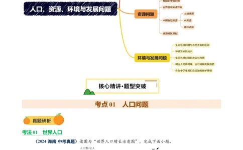专题07人口、资源、环境与发展问题（讲练：核心精讲+命题预测）（原卷版）_02中考总复习（2026版更新中）_09-地理-中考总复习_2025中考地理复习资料_2025中考二轮课件ppt+讲义+练习地理