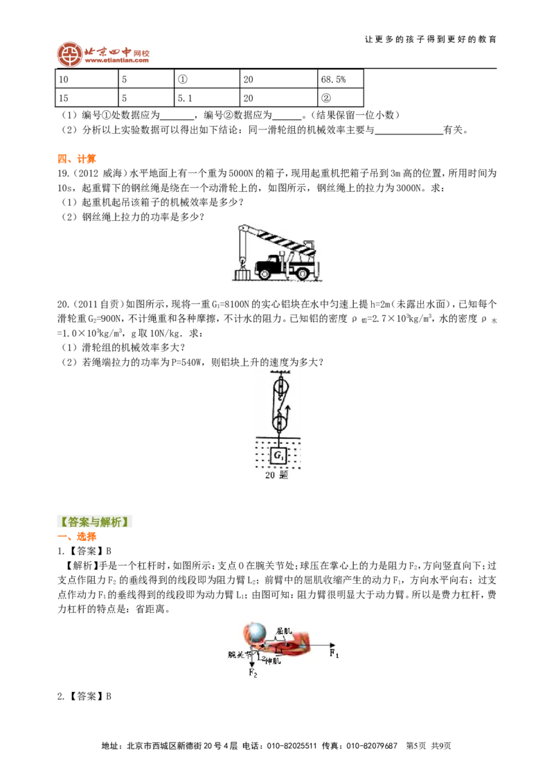 《简单机械》全章复习与巩固(提高)巩固练习_初物_1初中物理_4初二物理人教版知识导学