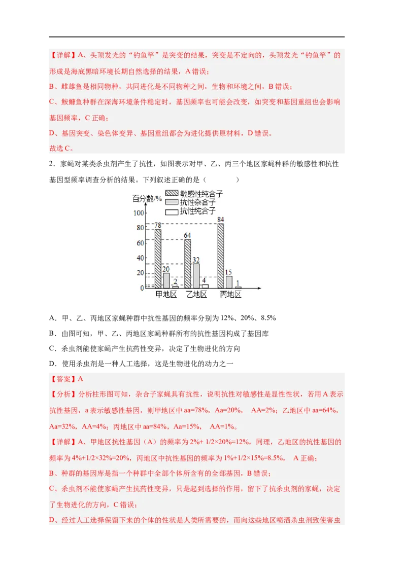 易错点19生物进化概念及过程-备战2023年高考生物考试易错题（新教材新高考）（解析版）_新高考复习资料_2023年新高考复习资料_专项复习_备战2023年高考生物考试易错题（新教材新高考）