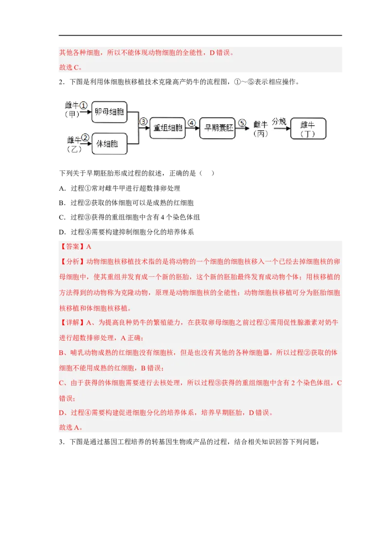 易错点27细胞工程与胚胎工程-备战2023年高考生物考试易错题（新教材新高考）（解析版）_新高考复习资料_2023年新高考复习资料_专项复习