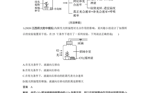 热点微练8　&ldquo;液滴移动法&rdquo;测定细胞呼吸与光合速率_新高考复习资料_2023年新高考复习资料_一轮复习_2023年新高考大一轮复习讲义_2023年高考生物一轮复习讲义（新人教新高考）