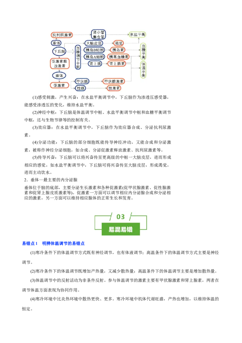 知识清单23体液调节与神经调节的关系（3大考点+4个易错点）-上好课2025年高考生物一轮复习知识清单_2025年新高考资料_一轮复习