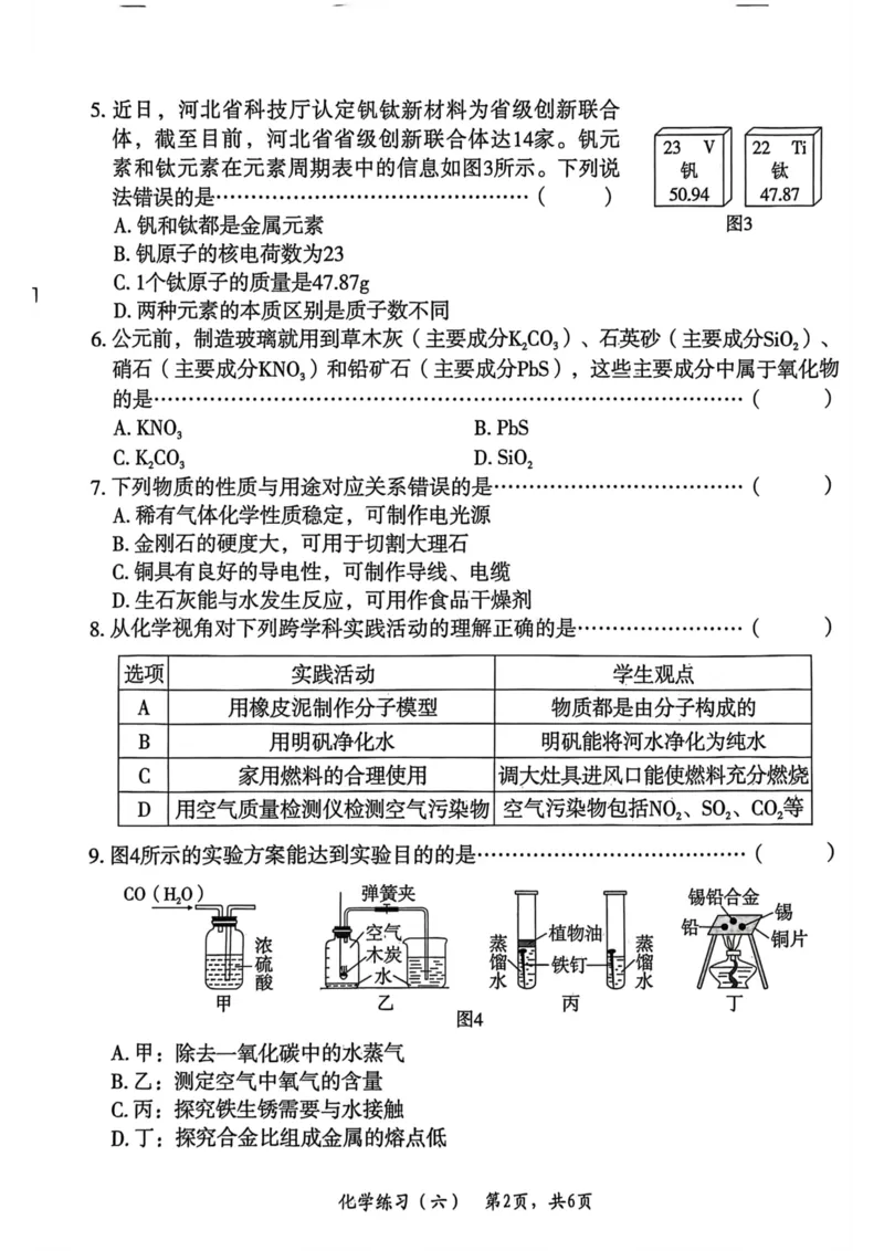 26年麒麟卷化学（六）_2026河北麒麟卷化学