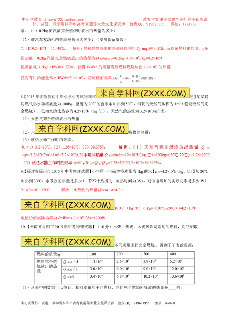 专题04热机的效率（第04期）-2016年中考物理考点总动员系列（解析版）_初物_1初中物理_物理：2016年中考物理考点总动员系列全套打包150份