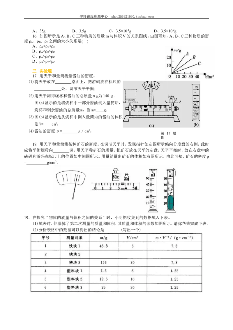 《质量与密度》全章复习与巩固（基础）巩固练习_初物_人教版初中物理初二三同步讲义习题练习八九年级电子资料word素材_20250116_181533_最新人教版初中物理初二上册