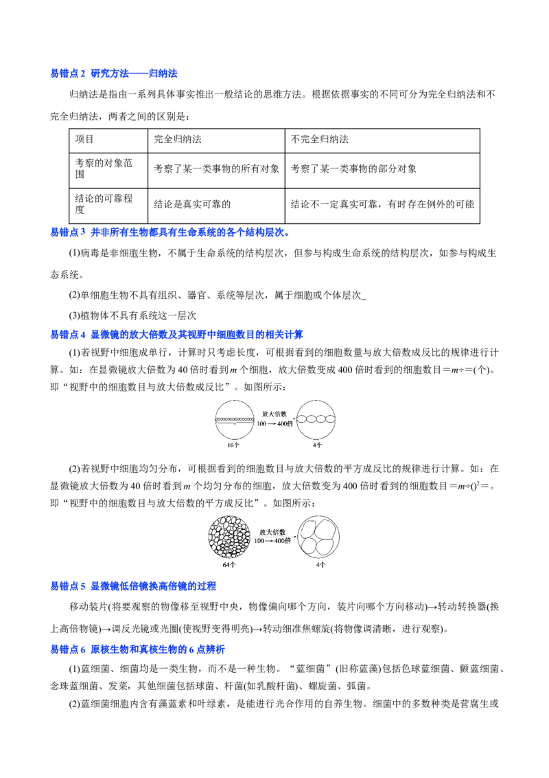 知识清单01+走近细胞（6大考点+7个易错点）-上好课2025年高考生物一轮复习知识清单_2025年新高考资料_一轮复习_上好课2025年高考生物一轮复习知识清单325572639