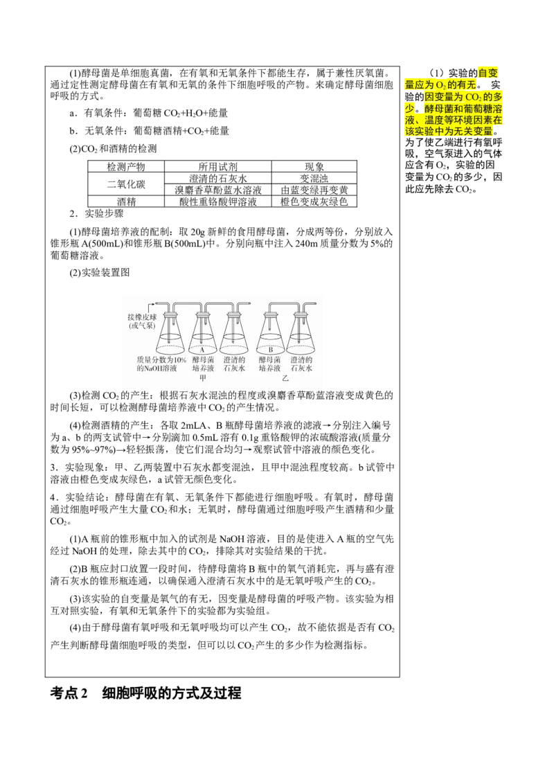 知识清单06+呼吸作用（4大考点+5个易错点）-上好课2025年高考生物一轮复习知识清单_2025年新高考资料_一轮复习_上好课2025年高考生物一轮复习知识清单325572639