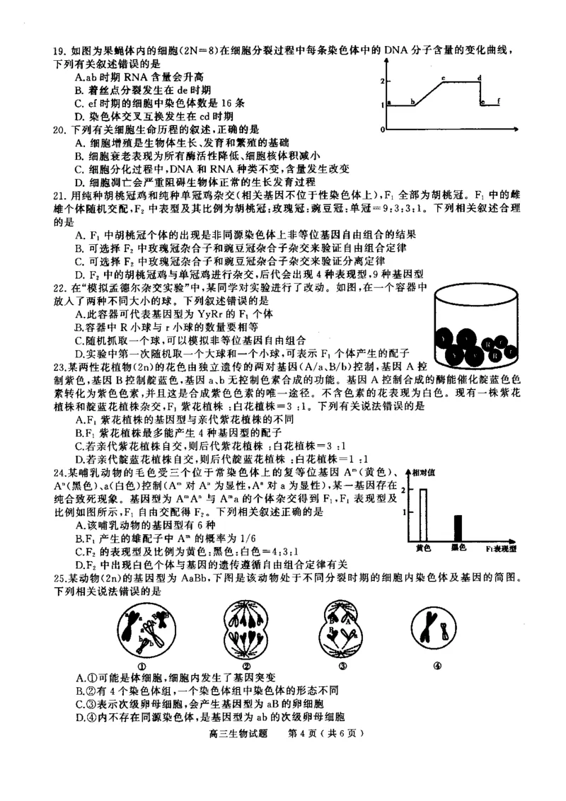 河南省信阳市普通高中2022-2023学年高三上学期第一次教学质量检测生物试题_生物高考模拟题_老高考_2023年_河南省信阳市普通高中2022-2023学年高三上学期第一次教学质量检测生物(1)