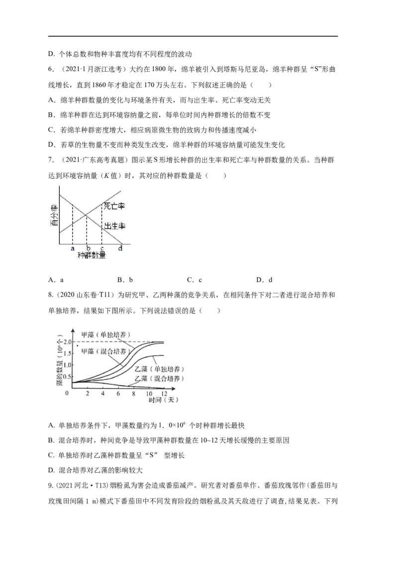 易错点25种群和群落（原卷版）_通用版（老高考）复习资料_2023年复习资料_专项复习_备战2023年高考生物考试易错题（全国通用）_易错点25种群与群落