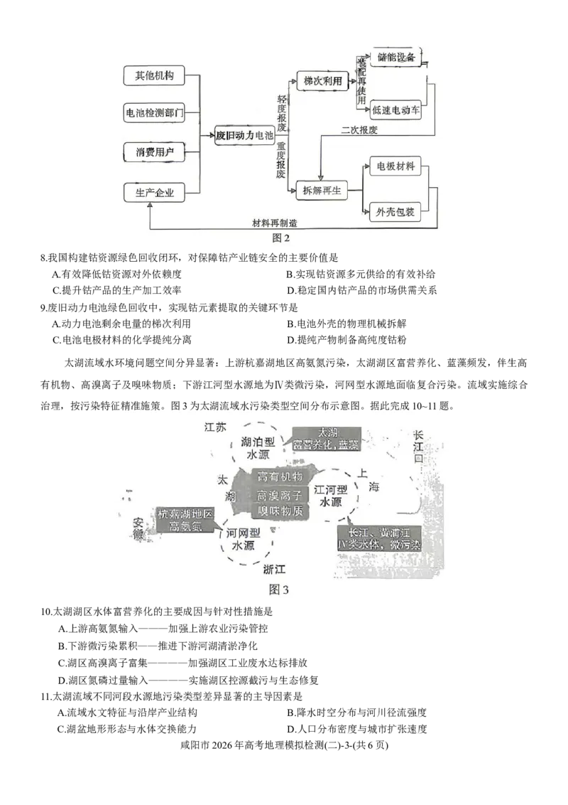 陕西咸阳市2026届高三下学期高考模拟检测（二）地理试题（含答案）_2024-2026高三（6-6月题库）_2026年03月高三试卷_260330陕西省咸阳市2026年高考模拟检测（二）（全科）