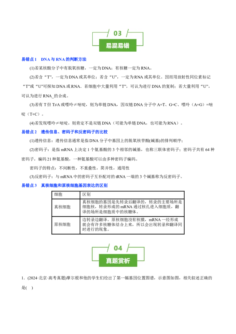 知识清单16基因的表达（3大考点3个易错点）-上好课2025年高考生物一轮复习知识清单_2025年新高考资料_一轮复习_上好课2025年高考生物一轮复习知识清单325572639