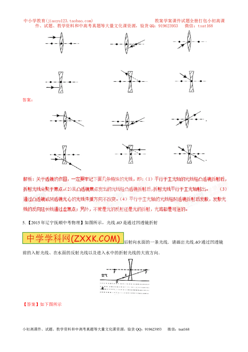 专题12光路图（测）-备战2016年中考物理二轮讲练测（解析版）_初物_1初中物理_物理：备战2016年中考物理二轮复习讲练测132份