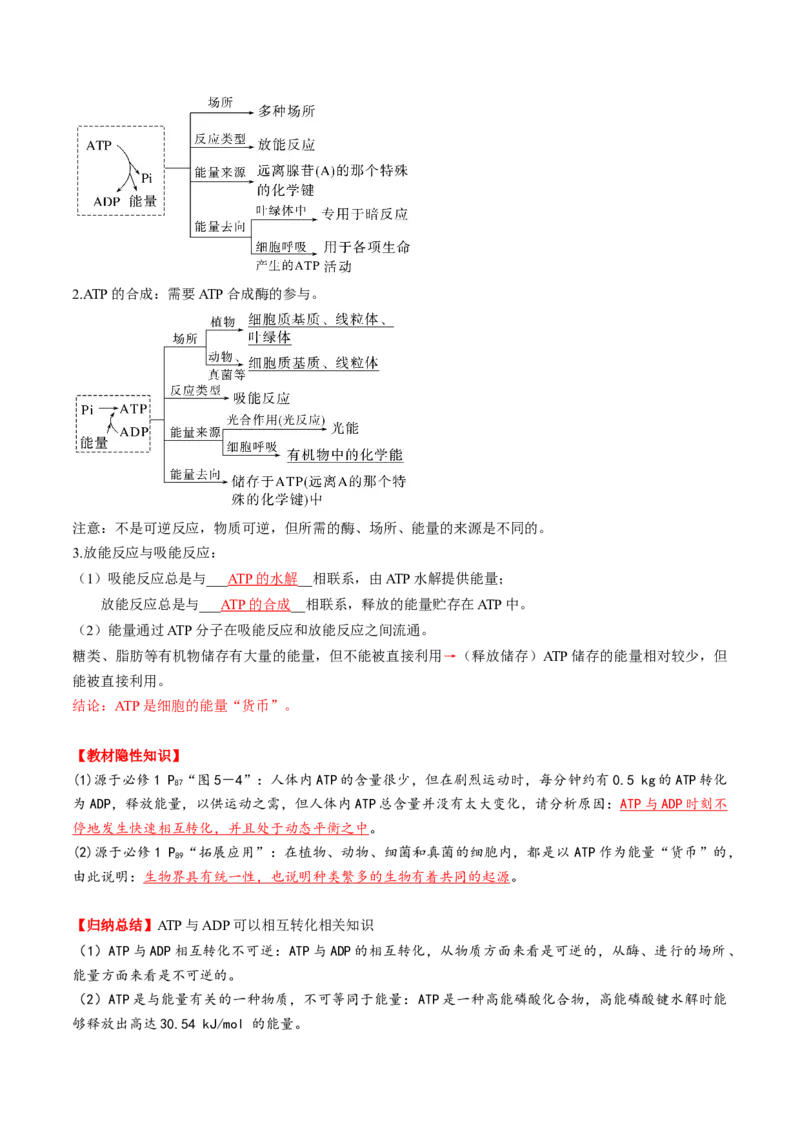 第08讲酶和ATP（第二课时）（讲义）（解析版）_新高考复习资料_2025年新高考资料_2025年高考生物一轮复习讲练测（新教材新高考）