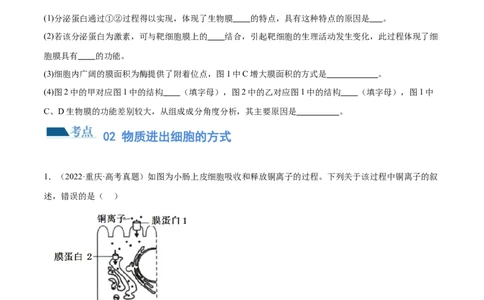 第02讲细胞的基本结构、功能与物质进出细胞的方式（练习）（原卷版）_新高考复习资料_2024年新高考复习资料_二轮复习资料_2024年高考生物二轮复习讲练测（新教材新高考）_配套练习