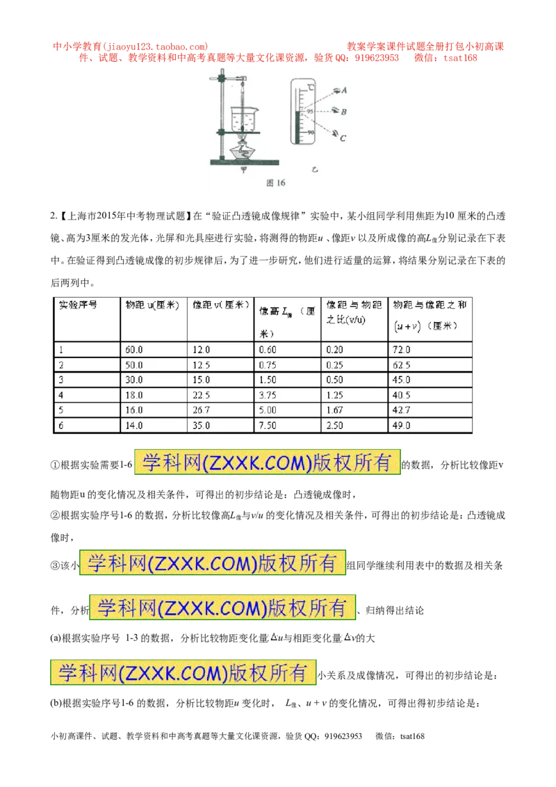 专题16探究型实验（讲）-备战2016年中考物理二轮讲练测（原卷版）_初物_1初中物理_物理：备战2016年中考物理二轮复习讲练测132份
